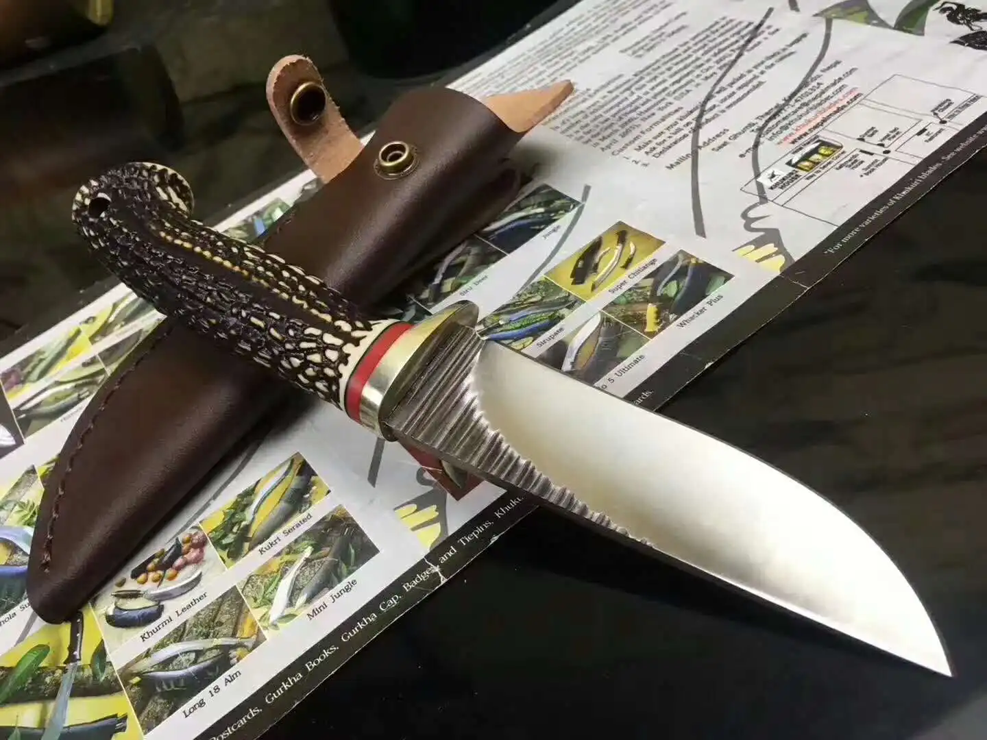 Цветок рога Открытый Кемпинг нож боевой меч высокой твердости прямой нож куст охотничий нож выживания