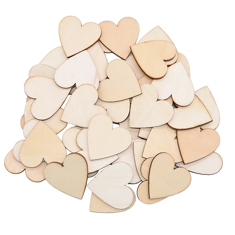 50pcs 40mm 50-200 шт 10-50 мм деревянные любовные конфетти в форме сердца DIY аксессуары для рукоделия для свадебной вечеринки украшения домашнего стола - Цвет: 50pcs 40mm