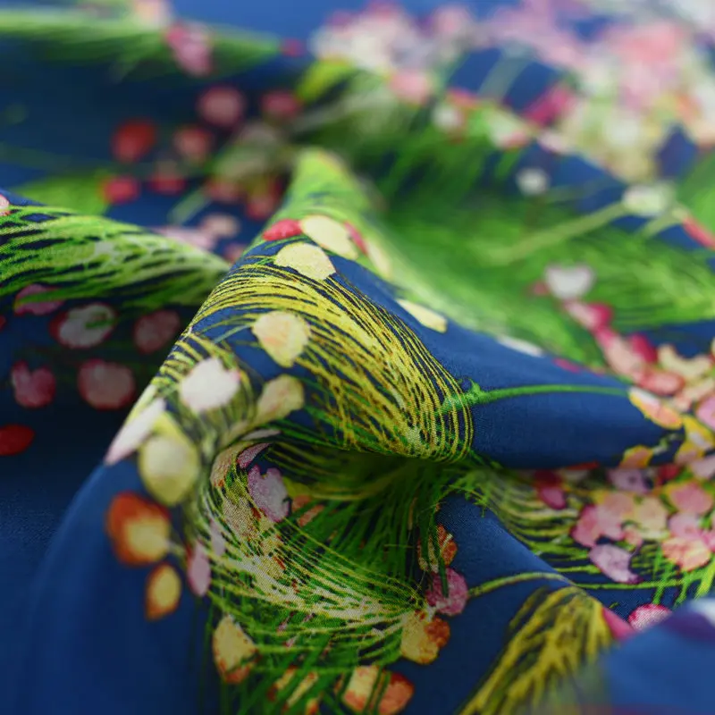 Floral Long Silk Scarf Shawl Wraps for Women Fashion Scarves 185*65cm