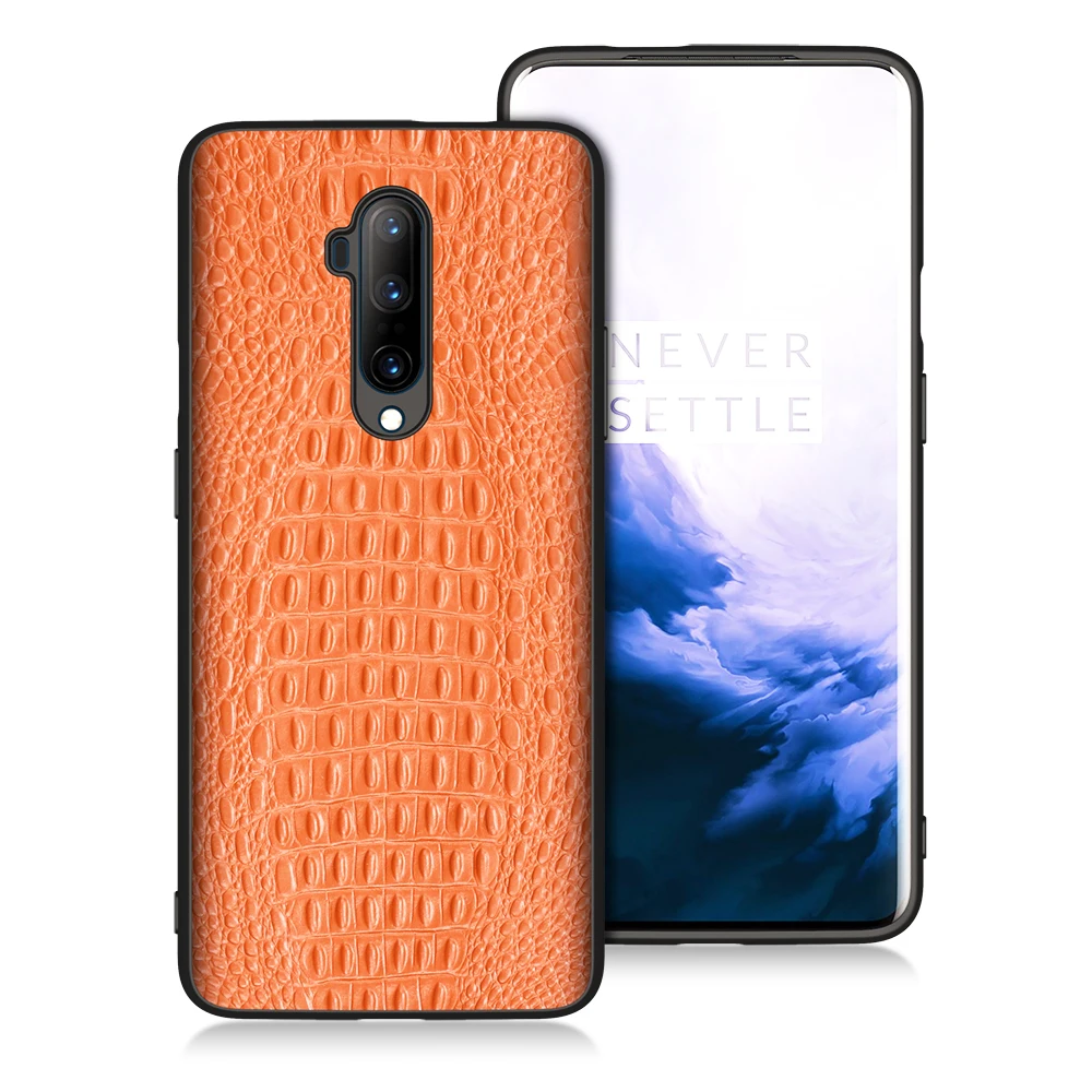 Натуральная кожа кожаный чехол для телефона чехол для One plus Oneplus 7 7T Pro T 7Pro 7TPro Oneplus7T 8/12 128/256 GB Global - Цвет: Orange