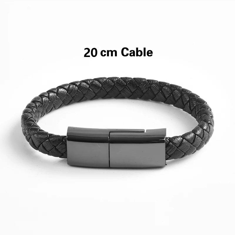 20cm Зарядное устройство-браслет Портативный кожаный Быстрый USB кабель для телефона зарядное устройство-браслет кабель для зарядки данных samsung S9 зарядное устройство - Тип штекера: 20cm