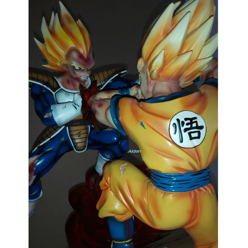 16 "Dragon Ball Z статуя Супер Saiyan бюст Сон Гоку против Вегета полноразмерный Портрет с светодиодный свет GK модель игрушки коробка Z2812