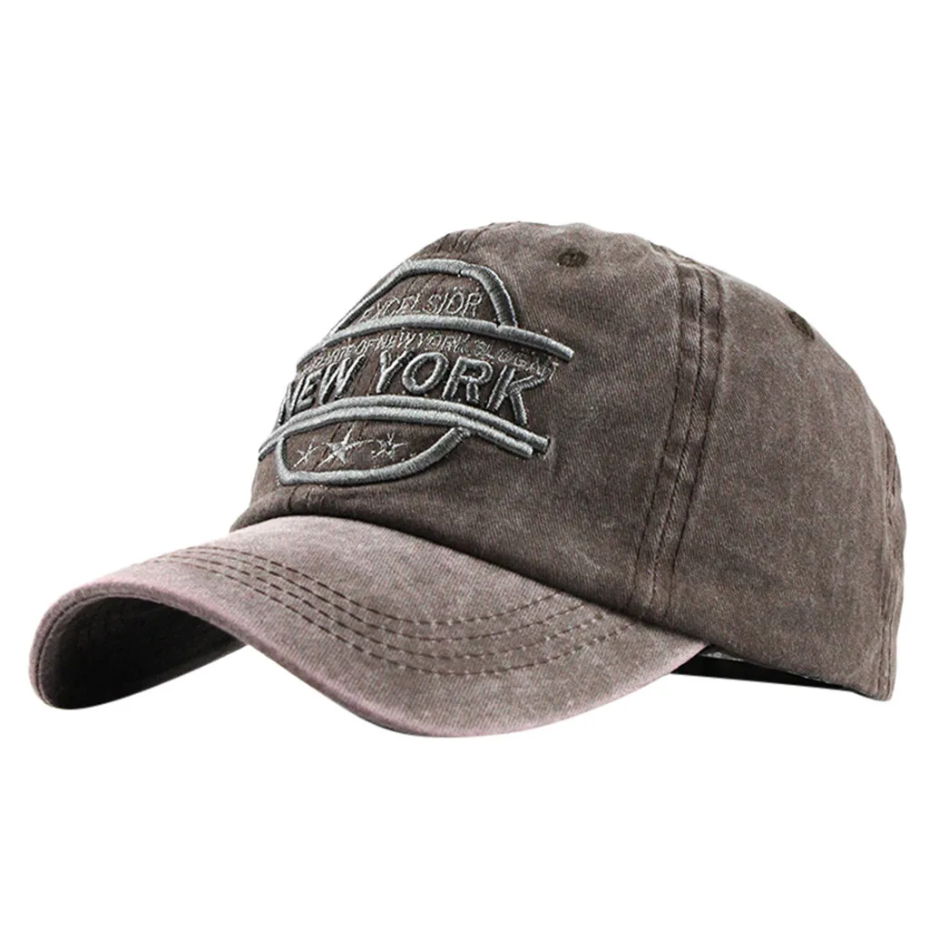 Бейсбольная кепка с вышитыми буквами «Нью-Йорк», мужская и женская кепка, унисекс, летняя кепка для взрослых, регулируемая хип-хоп бейсболка, кепка для папы - Цвет: Coffee