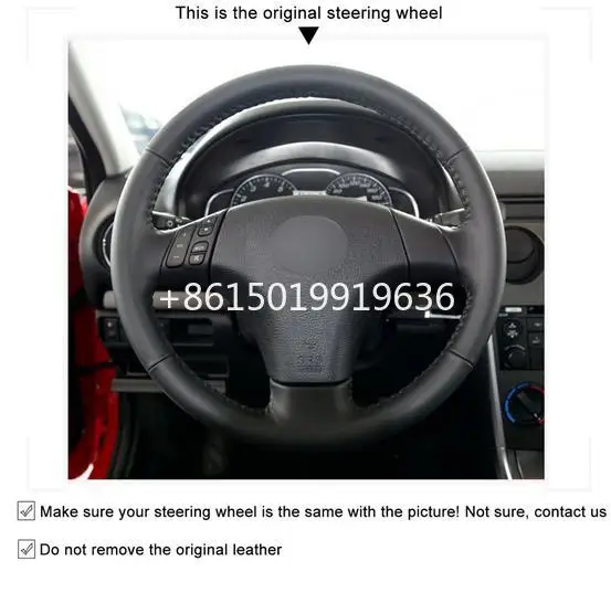 Черный кожаный чехол рулевого колеса автомобиля для Mazda 3 Axela 2004-2009 Mazda 5 2004-2010 Mazda 6 Atenza Mazda MPV