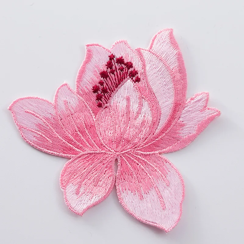 Description Picture 4 of itemLotus flower embroidered Patches for Clothing iron on Embroidery Stickers Applique flowers Decoration Badge parche
