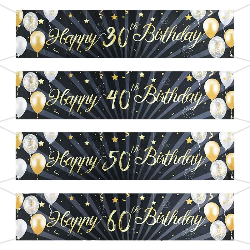 Decoración de fondo para Cumpleaños de 30, 40, 50 y 60 años, pancarta de cumpleaños, guirnalda para adultos, suministros dorados fiesta, accesorios de fotos