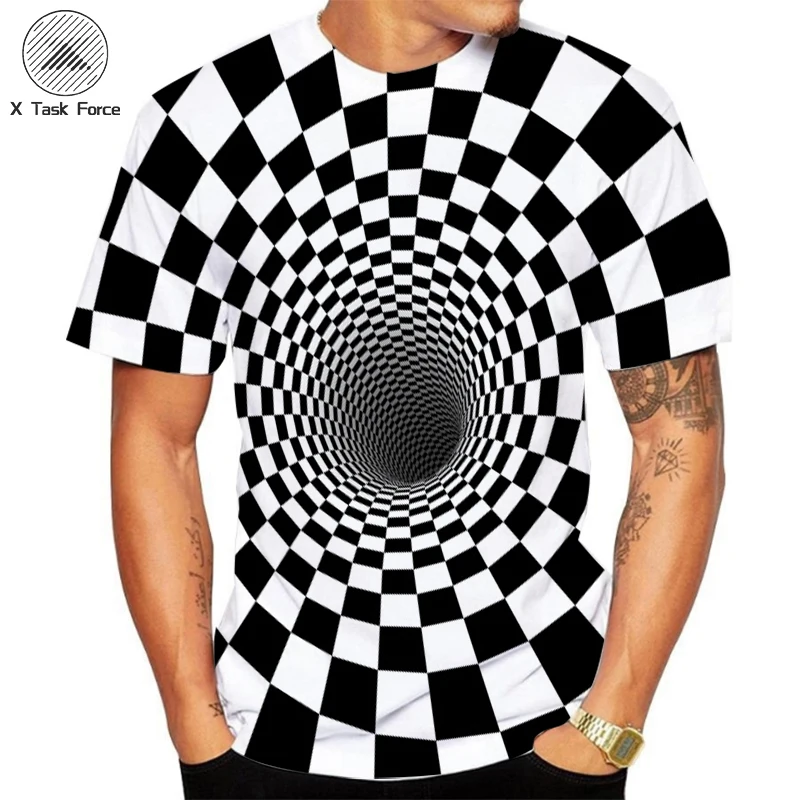 

Amazon hot style black and white swirls abstract digital print 3D short sleeved tops for men and women summer t-shirts couples