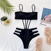 2021 Sexy black bandeau one piece suit Hollow out swimsuit women s swimming suit High