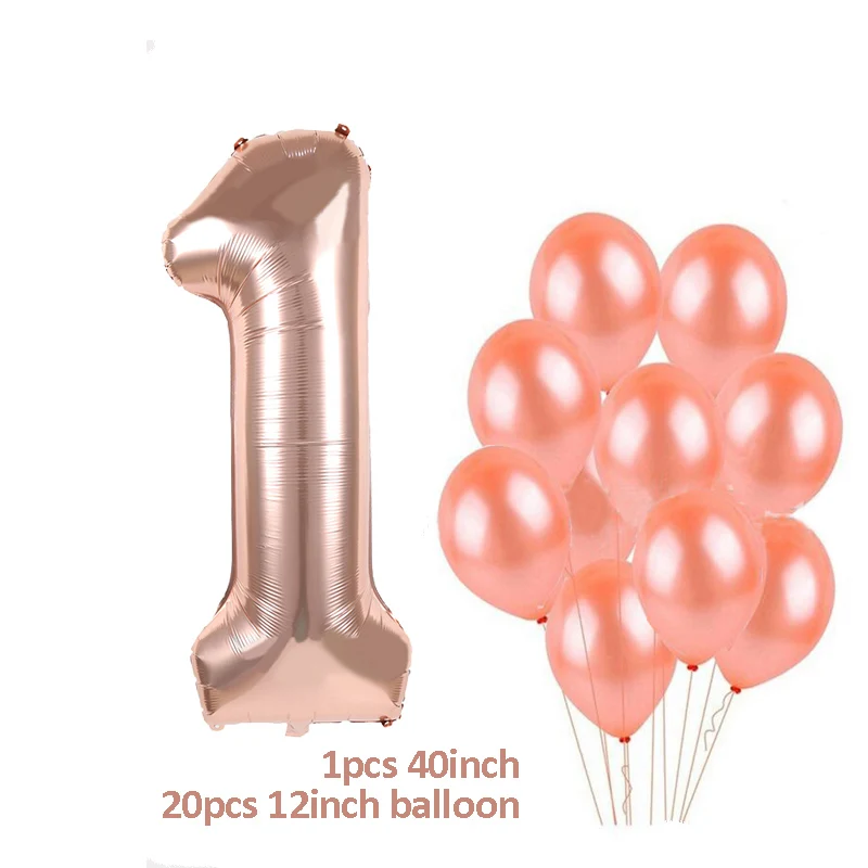 Розовое золото с днем рождения номер воздушные шары латексные воздушные шары 1 18 21 30 40 50 номер воздушный шар для взрослых 30 лет декор для вечеринки в честь Дня Рождения - Цвет: Number 1