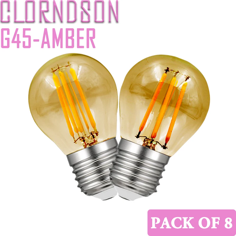 

Pack of 8 Dimmable G45 Amber Golf Ball Bulbs 2W- 8W Led E27 E26 Vintage Retro110V 220V Filament Chandelier Lighting Lamp