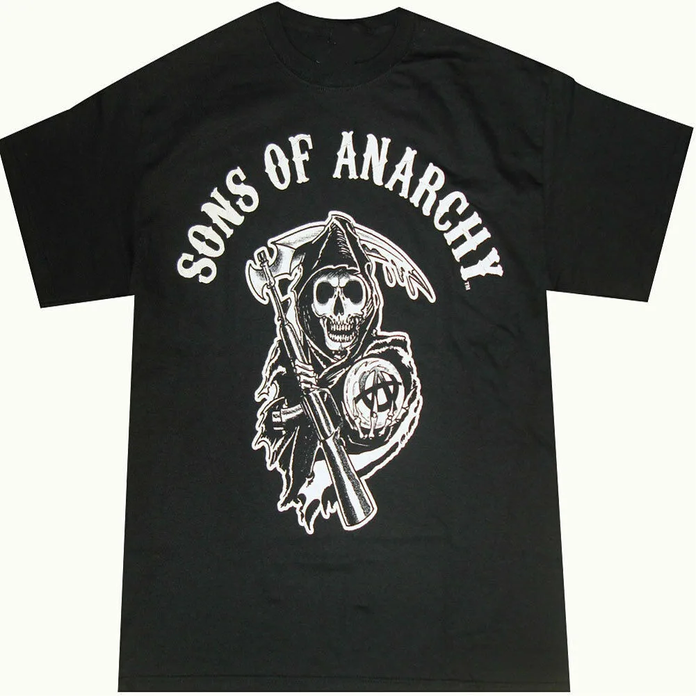 

Official Anarchy Sons Of Reaper Logo T-Shirt - Samcro Jax Teller Outlaw Charming Adult Summer Streewear Size:S-3Xl