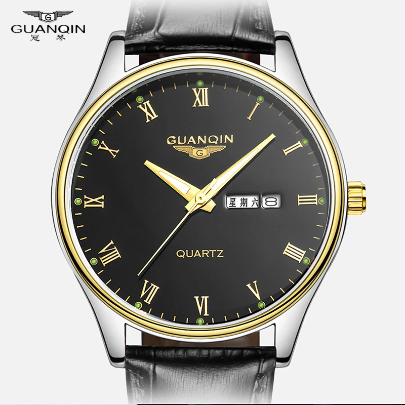 2020 GUANQIN top brand luxury men's watch waterproof date week clock sports watch quartz leisure watch Men Reggio marmano