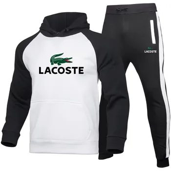 

Lacoste- Men Hoodies Suit Tracksuit Sweatshirt Suit Fleece Hoodie+Sweat pants Jogging Homme Pullover 3XL Sporting Suit Male