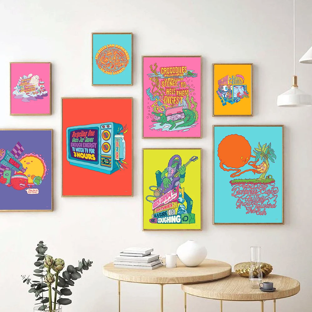 

Nordic Retro Colorful Game Planet Art Pattern Poster Funny Abstract Prints Pictures for Living Room Interior Home Cuadros Decor