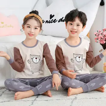 

Girls Boys Autumn Clothing Set Cotton Homewear Kids Clothes T-Shirt Tops With Pant 2Pcs outfits Pyjamas For 2 4 6 8 10 12 Years