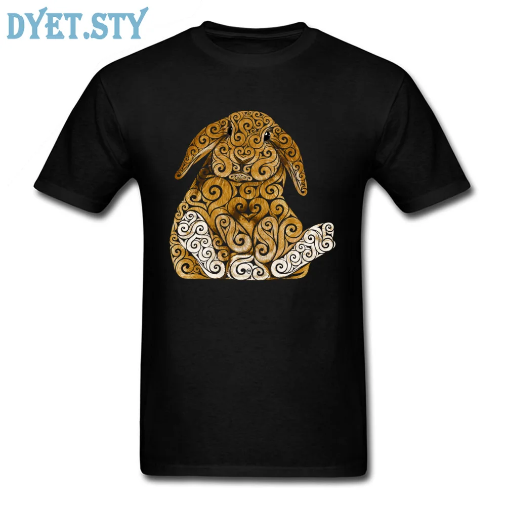 Пасхальный день Swirly Bunny Топ рубашка мужская художественный дизайн футболки шикарный кролик мультфильм Тройники короткий рукав джокер черный