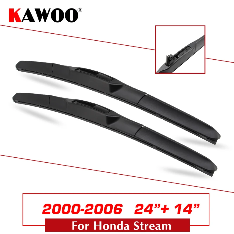 Stream 2414 KAWOO для Honda Stream 2" 14" автомобиль натуральный каучук Windcreen Стеклоочистители Лезвия 2000 2001 2002 2003 2004 2005 2006 подходит и крюк рукой - Цвет: Stream 2414