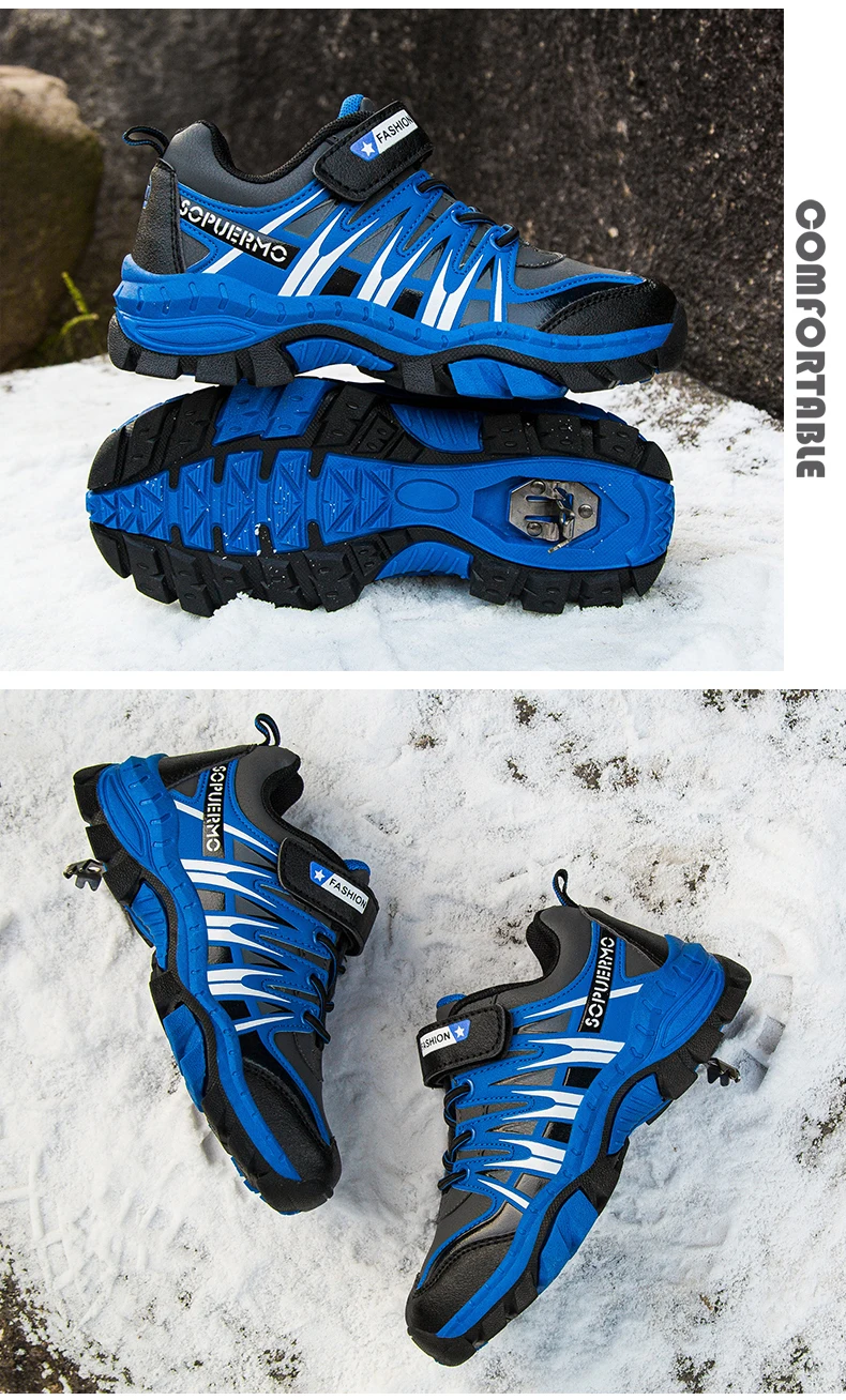 VOSONCA Children Sneakers kids Shoes Winter Boots Boys Snow Shoes Teenagers Hiking Shoes Outdoor Sports Non-Slip Shoes