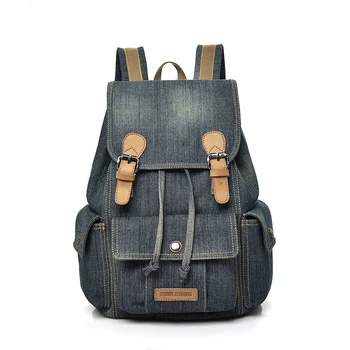 

Vintage Canvas Denim Blue Backpacks Men/Women School Backpacks men Travel bag big Canvas Backpack Large capacity bag Berchirly