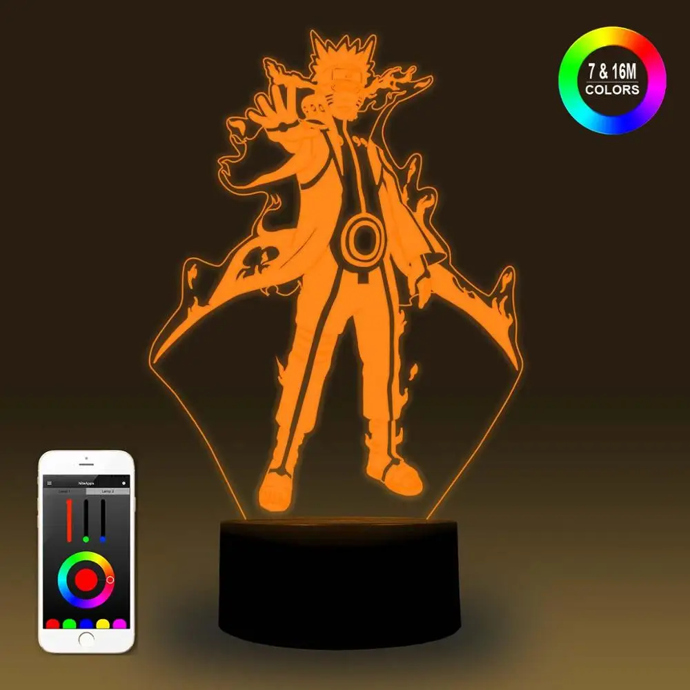 

NiteApps 3D Uzumaki Naruto Night Light Desk Table Illusion Decoration Lamp Holiday Birthday Gift APP/Touch Control
