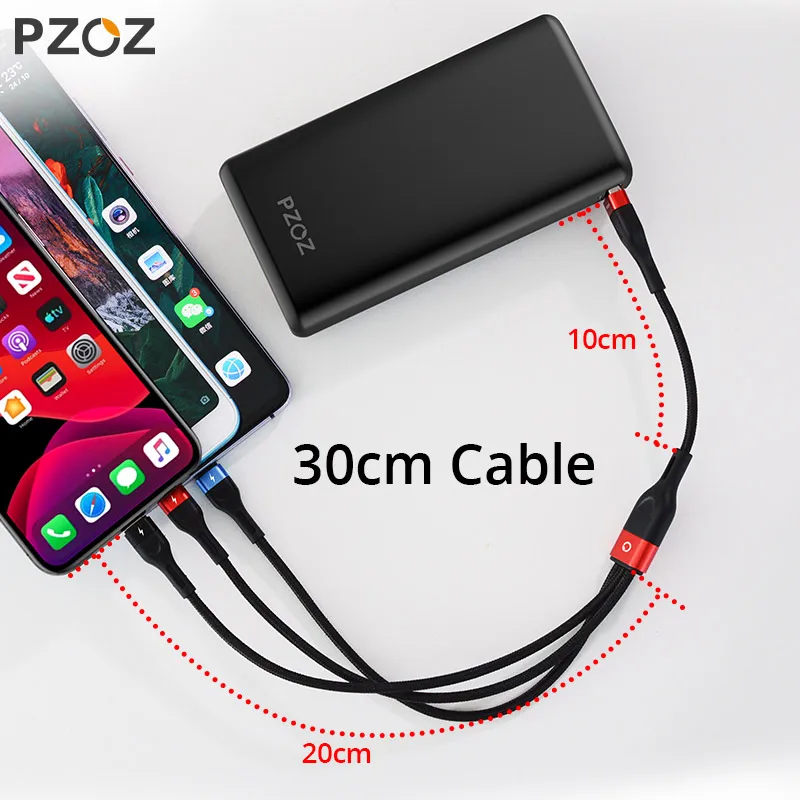 PZOZ 3 IN 1 USB Kabel für iphone Xiaomi Sunung Micro USB Typ C Ladegerät Typ-c Kabel Schnelle lade 