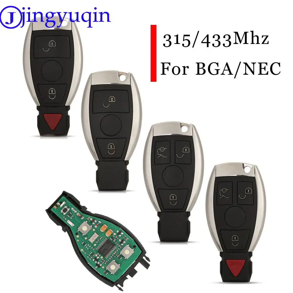 

jingyuqin 2/3/4 Buttons BGA/NEC Style Replacement Smart Car Key Fob 315/433Mhz For Mercedes Benz Car Remote Controller Year 2000