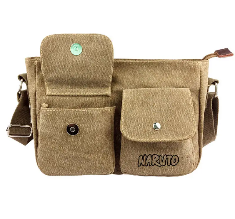 Anime NARUTO Messenger Bags Mens Canvas Cross Body Shoulder Bag Cosplay Crossbody Bags Student Satchel Bookbag School Purse Gift