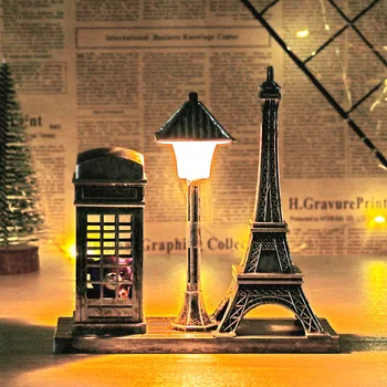 

Retro Paris Tower Street Lamp Decoration Student Gift Desktop Decoration Night Light Crafts