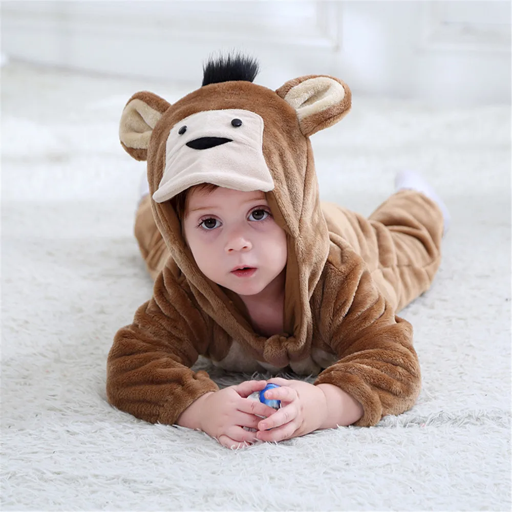 Animal Monkey Kigurumi Baby Winter Wear Festival Costume 1-3 Years Children Kid Cosplay Suit Funny Animal Onepiece Fantasia