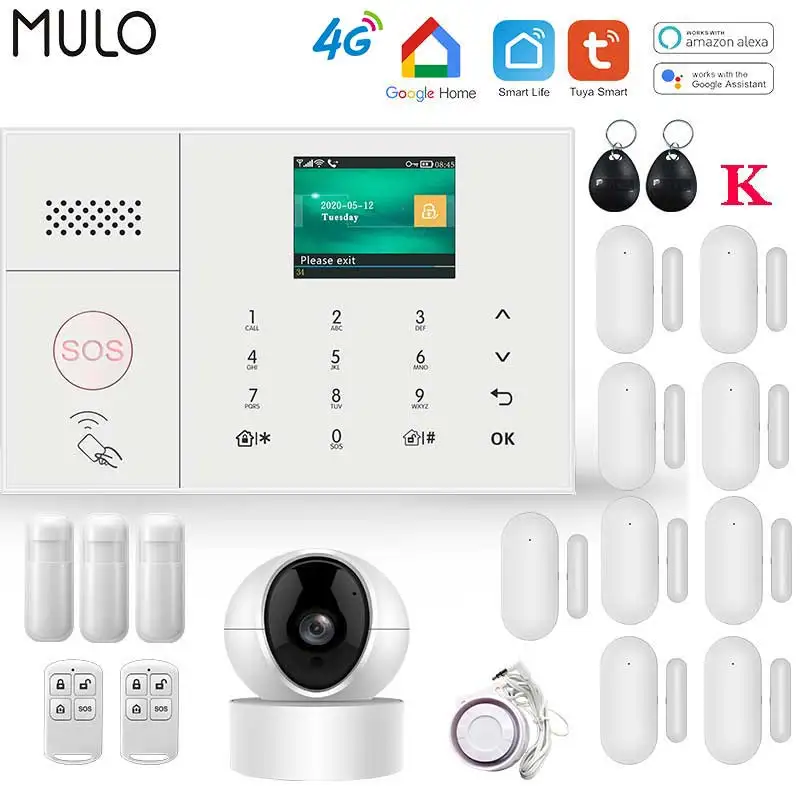 wireless security keypad MULO 4G 3G Security Alarm Systems for Home with Smart Motion Detector and Door Sensor PG108 security alarm keypad Alarms & Sensors