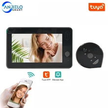 Caméra intelligente wifi 4.3 pouces, sonnette vidéo hd 1080p, vision nocturne PIR, téléphone portable IOS Android Wecsee & tuya APP