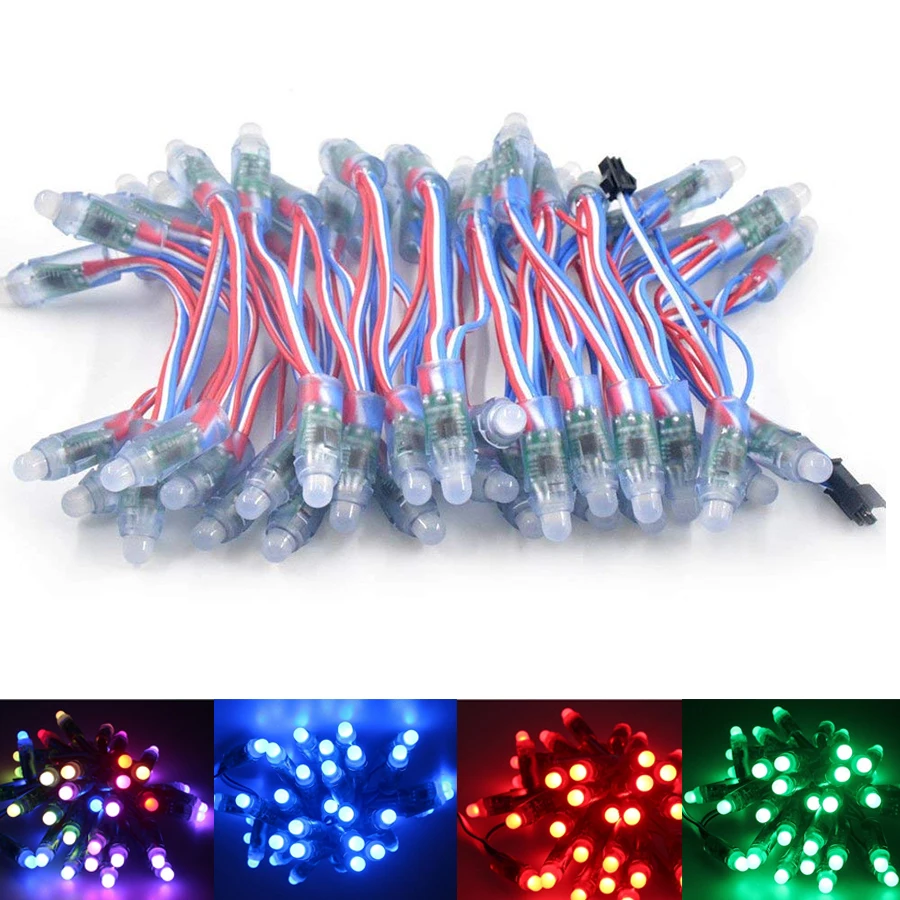 

50pcs 12mm WS2811 Full Color LED Pixel Light Module DC 5V input IP68 waterproof RGB color 2811 IC Digital LED christmas Light