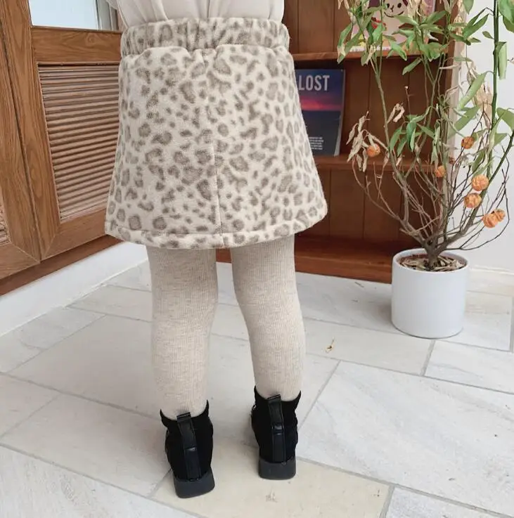 Новая леопардовая юбка для девочек, Утепленные зимние модные юбки для девочек, 1-6 лет, PP415