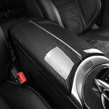 

2*Carbon fiber Car Interior Center Armrest Box Console Box Storage Box Trim Cover For Mercedes-Benz C E GLC Class W213 W205 X253