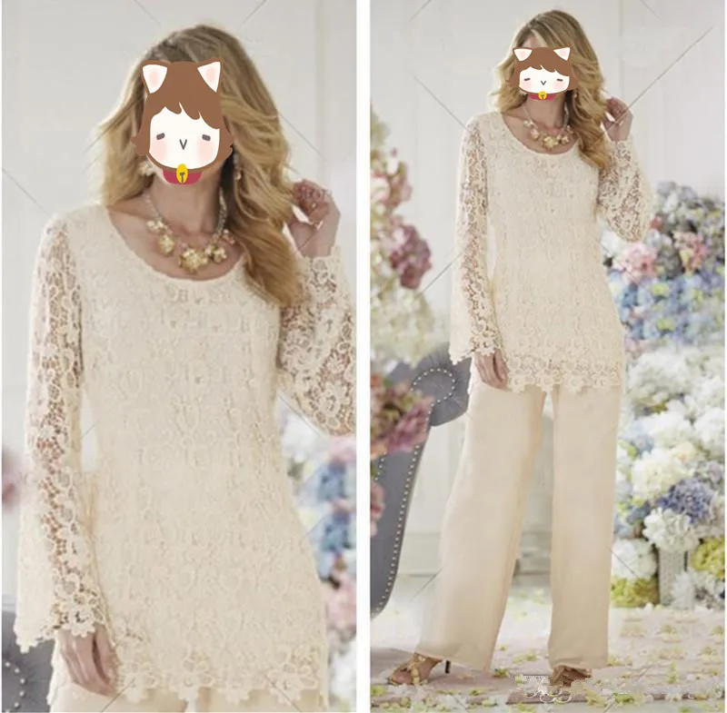Moeder Van De Bruid Broek Past 2019 Vintage Formele Plus Size Lange Mouwen Chiffon Lace Moeder Van De Bruid Jurken voor Bruiloften Moeder Van De Bruid Broek Past 2019 Vintage Formele Plus Size Lange Mouwen Chiffon Lace Moeder Van De Bruid Jurken voor Bruiloften
