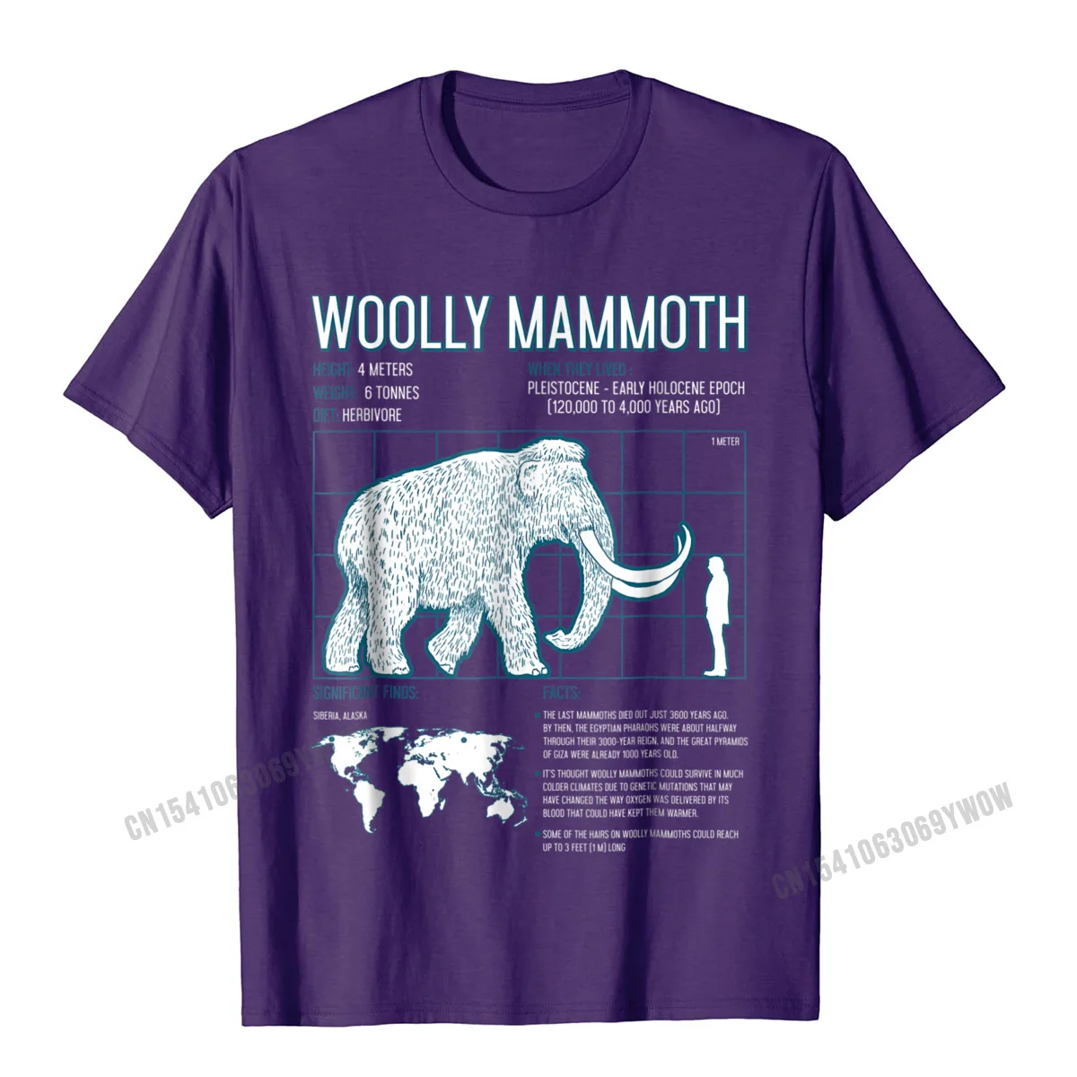  Europe Tees Brand Short Sleeve Men T Shirt TpicOriginaltitle Summer Thanksgiving Day Tee-Shirts Round Collar Wholesale Woolly Mammoth Shirt Facts Extinct Animals Vintage Gifts__1015 purple