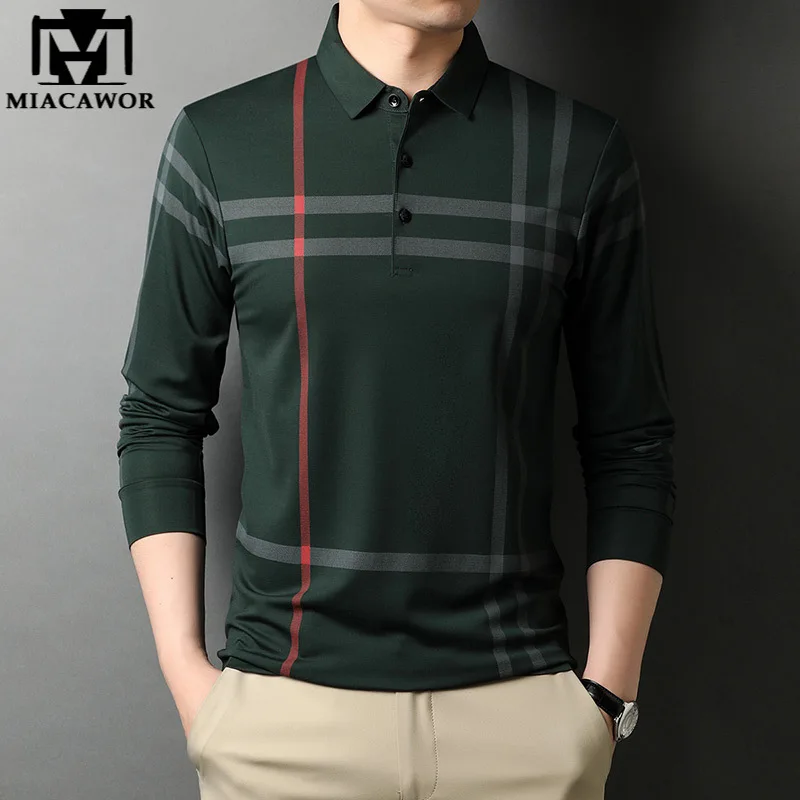 

New Brand Fashion Men Polo Shirt Autumn Long Sleeve Plaid Camisas Polo Male Turn Down Collar Korean Casual Top Men Clothes T1097