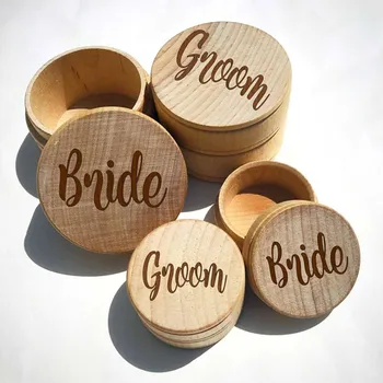 

Engraved Mr Mrs wedding Ring Holder custom ring box set of 2 bride groom rustic wooden Ring Bearer Box Trinket Box Jewelry Box