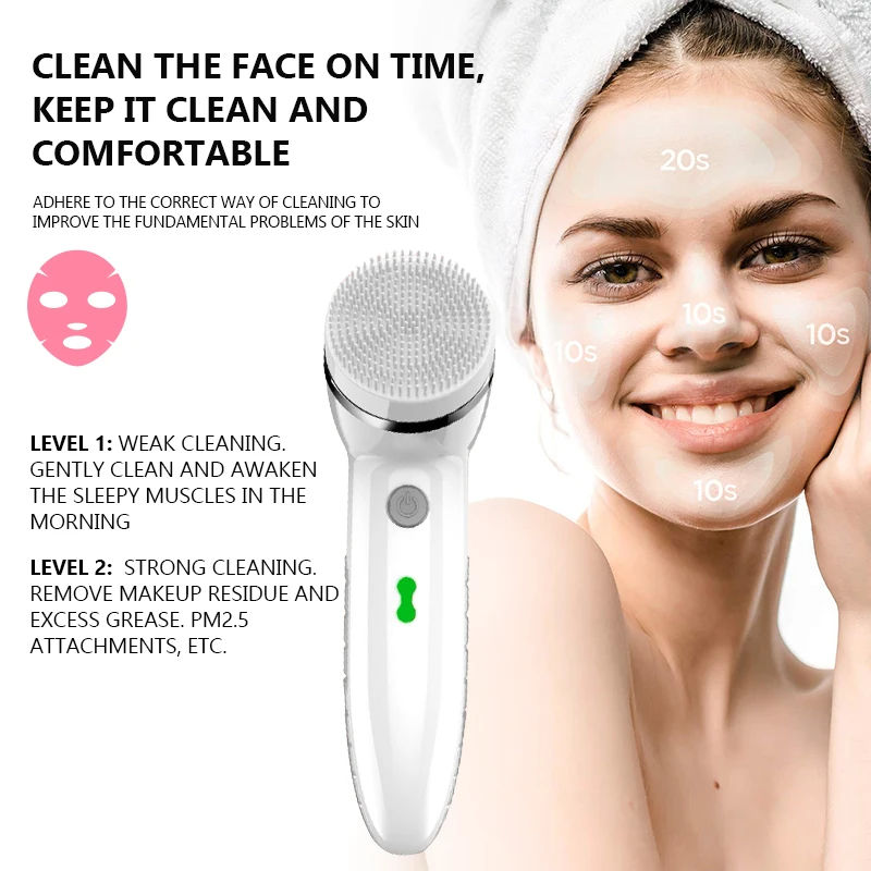 US $26.74 4 In1 Face Cleansing Brush Sonic Vibration Face Cleaner Silicone Facial Cleansing Brush Deep Pore Cleanser Electric Face Massage