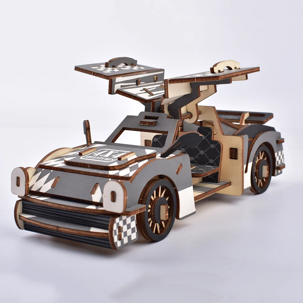 1 Набор деревянных 3D пазлов, игрушка для спортивных гоночных автомобилей, пазлы DIY, Сборная модель, детская развивающая игрушка, подарок для детей