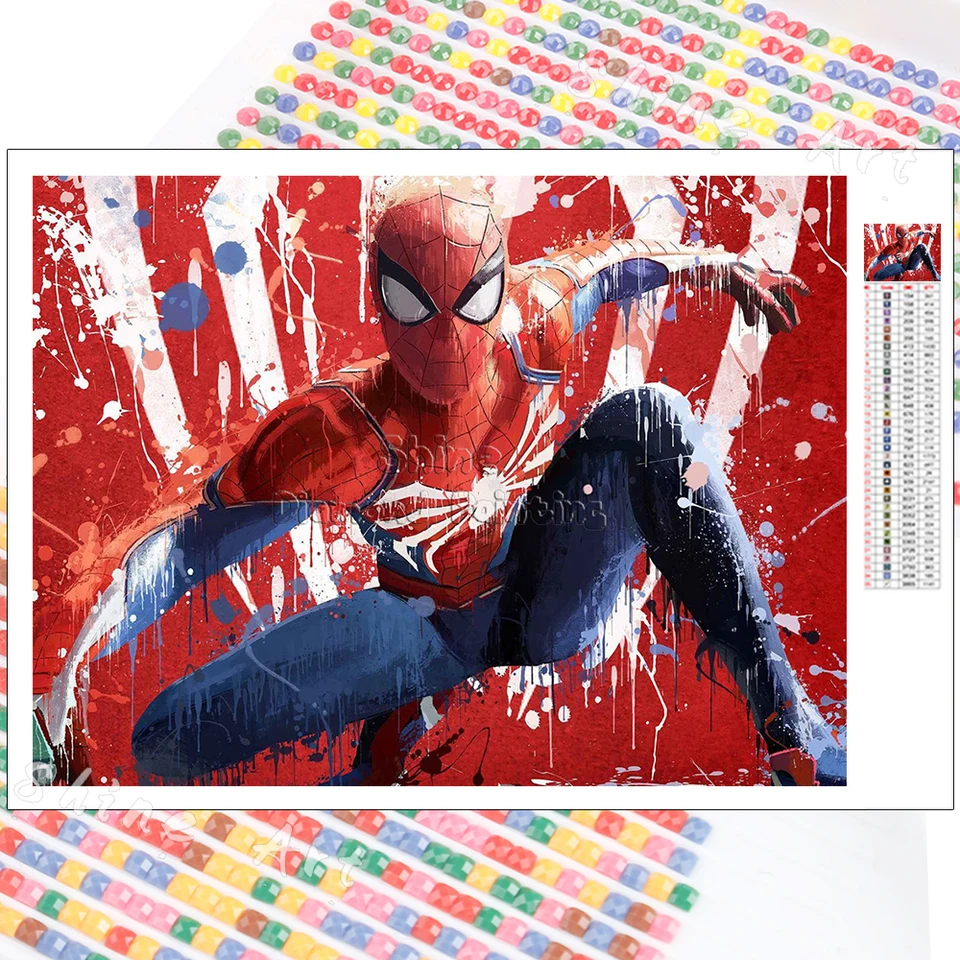 5D DIY Diamond Painting Marvel Spiderman Cartoon Avengers Full Square/Round  Embroidery Mosaic Kit Handmade Art Gift Home Decor