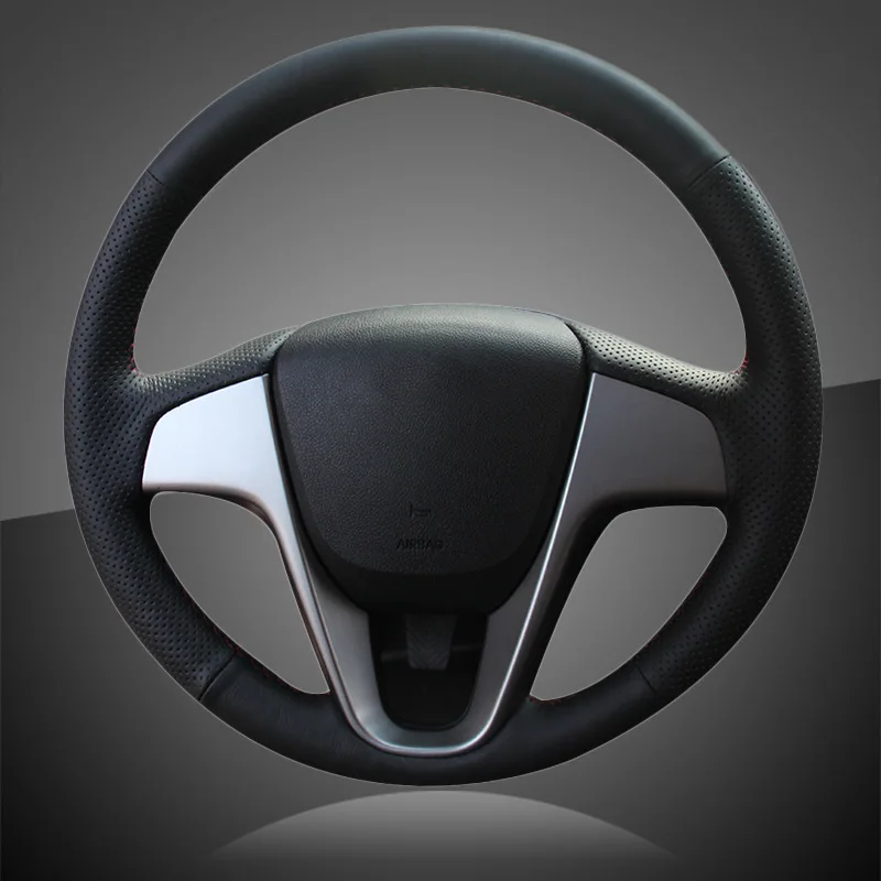 Оплетка на руль из искусственной кожи для Hyundai Solaris (RU) 2010 2016 Verna i20 2009 2015 Accent|Чехлы