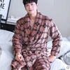 Chinese Style Winter Men's Bath Robe Long-sleeve Coral Fleece Pajamas for Men Bathrobe Male Kimono Dressing Gowns Sleepwear ► Photo 2/5