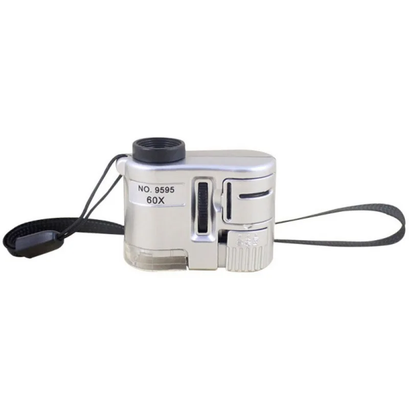 

Portable Mini 60X Microscope Microscope Jewelry Magnifier Multifunctional With UV Lamp Pocket Magnifying Glass Newest LW
