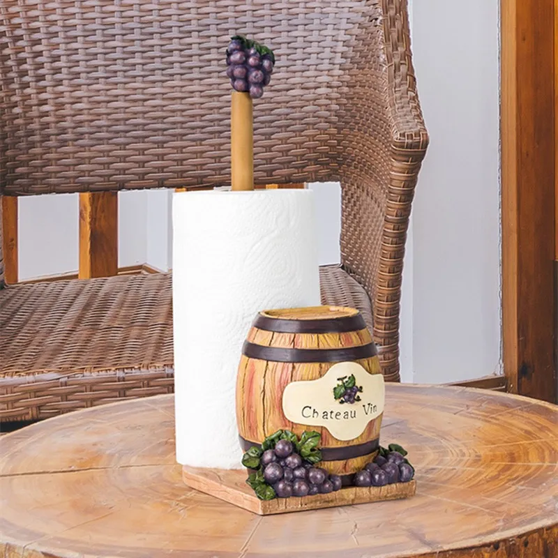 Creative Grape Wine Barrel Upright Napkin Holder Kitchen Tissue Holder Roll Paper Tissue Box Holder Decorations For Home R3172