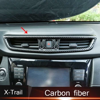 

ABS Carbon fibre For Nissan X-Trail T32 Rogue 2015-2018 Accessories Car middle air outlet Decoration strip cover trim Styling