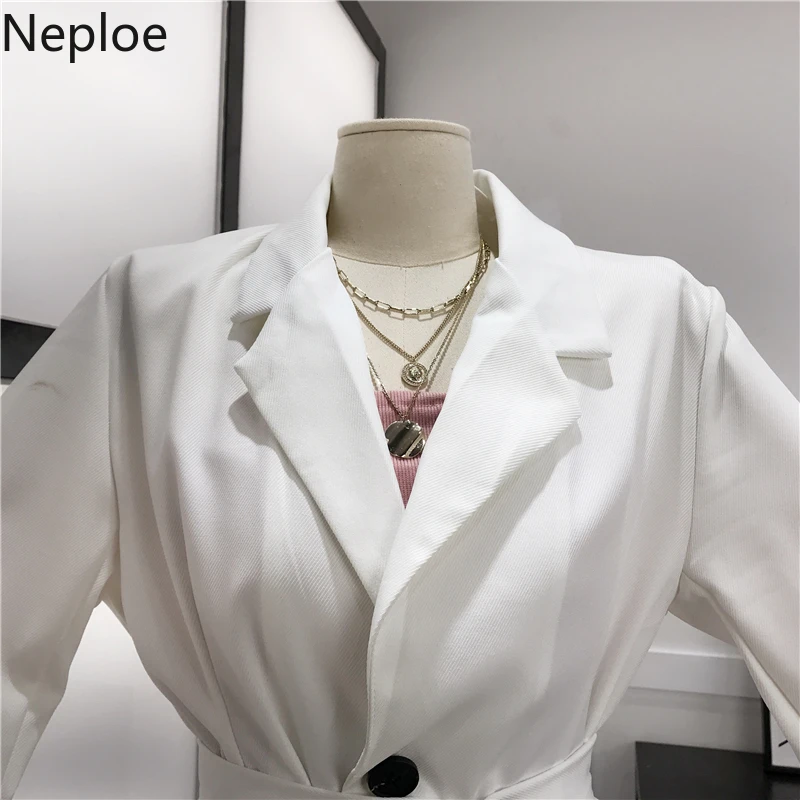 Neploe Корейский темперамент Slim Fit для зрелых женщин блейзеры мода дикая шнуровка тонкая талия зубчатое пальто однотонная Элегантная куртка 45758