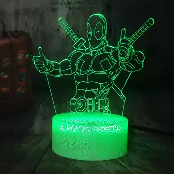 

3D LED Night Light Marvel Comics Deadpool Cool Hero Multicolor 7 Color USB Touch Table Lamp Boys Bedroom Decor Sleeping Lampara