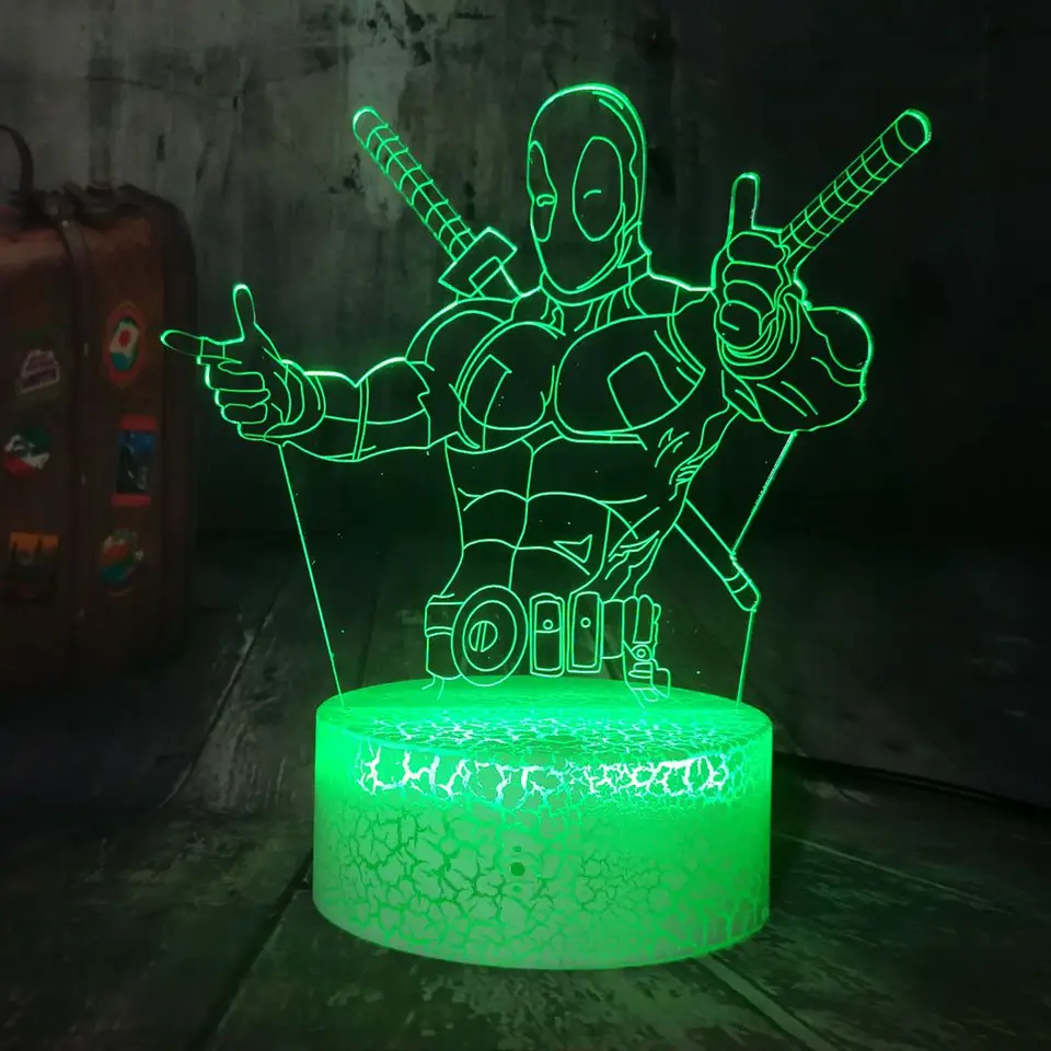 marvel deadpool 3D LED Light 7 colours remote control /& touch super hero decore