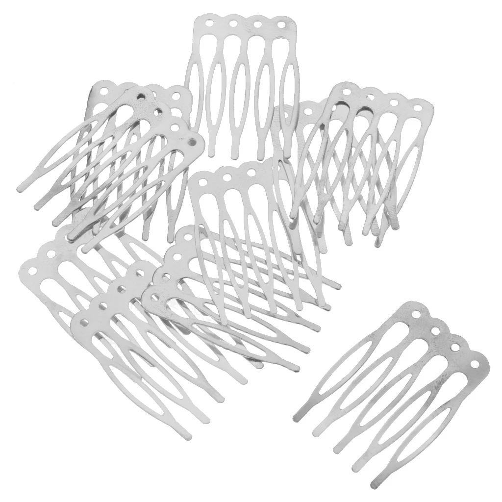 10 Pieces Vintage Blank Metal Hair Comb Jewelry Findings Bridal Ladies Hair Accessory DIY 27/56mm
